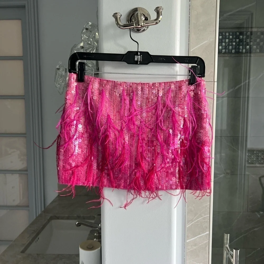 Retrofete Athana sequin feather-trim skirt - Picture 6 of 16